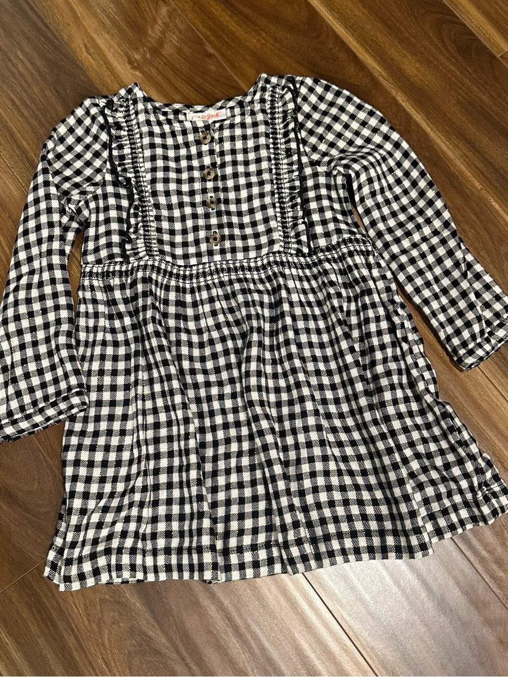 Cat & Jack Toddler Girls Size 3T
Dress Black White Gold Gingham
Print Plaid